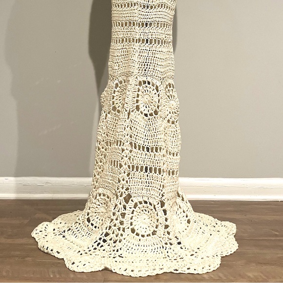 IVORY CROCHET/LACE GOWN W/ CORSET BACK & OFF THE SHOULDER STRAPS CASUAL/BRIDAL - Picture 9 of 9